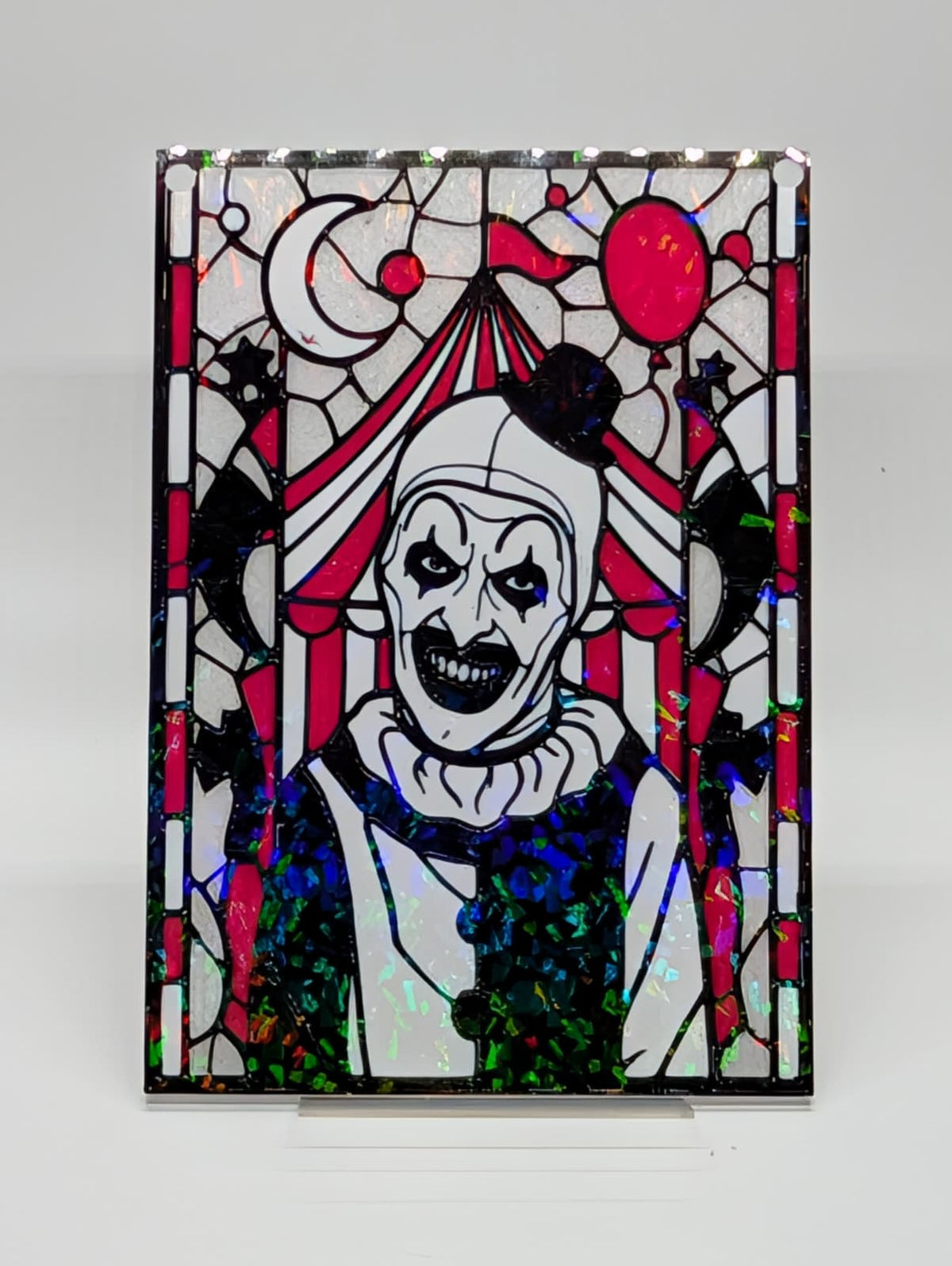 We All Float in the Circus: Evil Clown 3D Printed Faux Stained Glass Sun Catcher